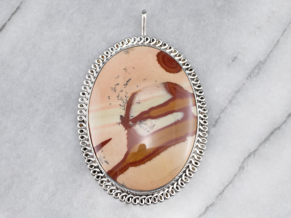 Large Sterling Silver Jasper Pendant