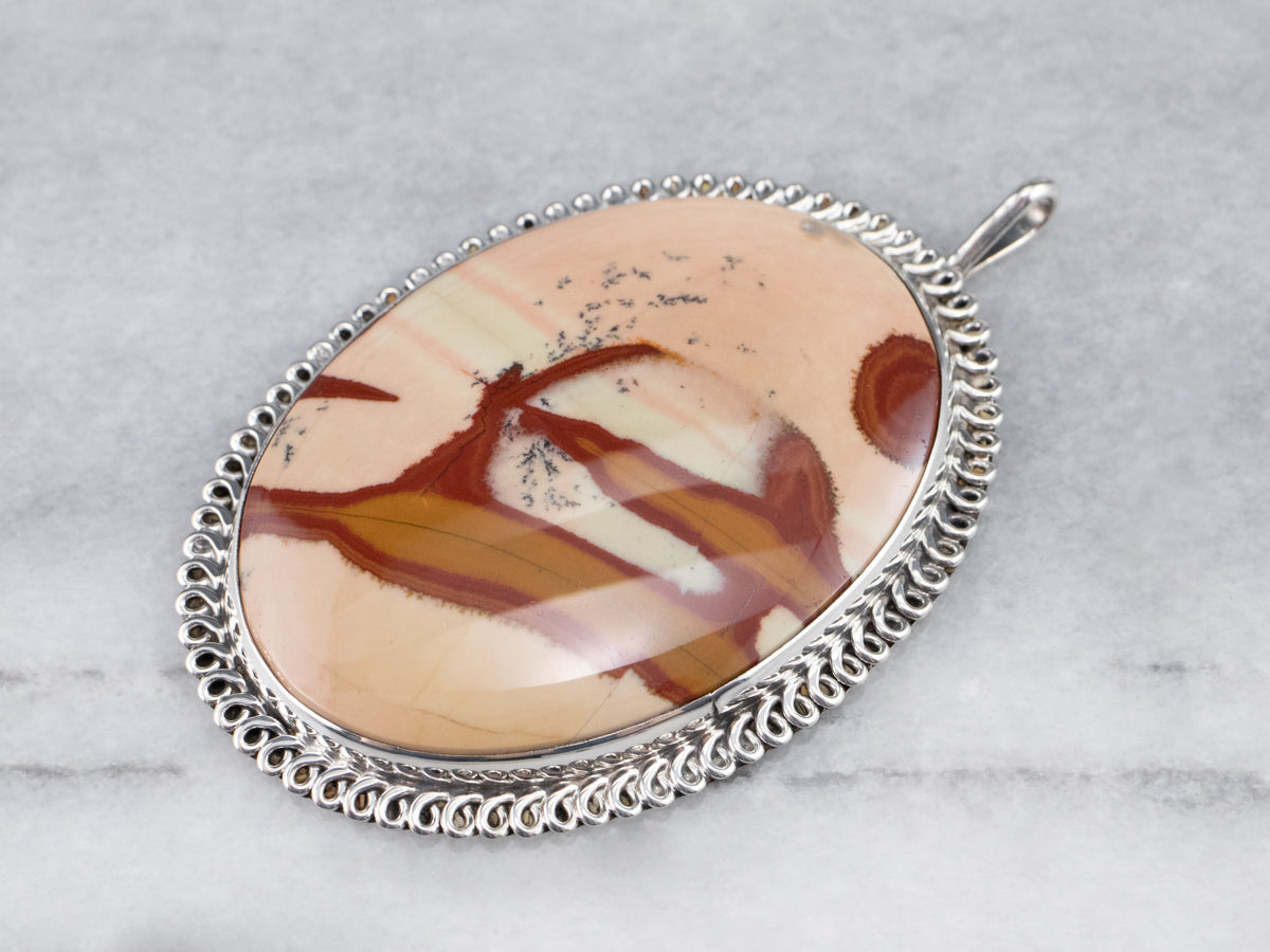 Large Sterling Silver Jasper Pendant