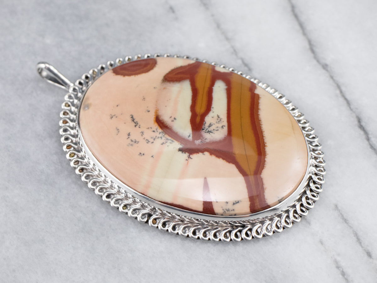 Large Sterling Silver Jasper Pendant
