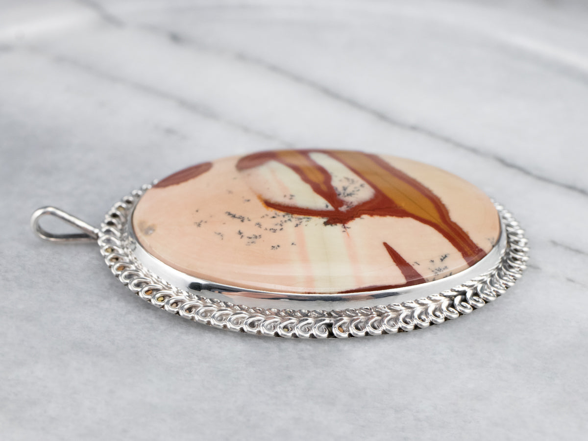 Large Sterling Silver Jasper Pendant