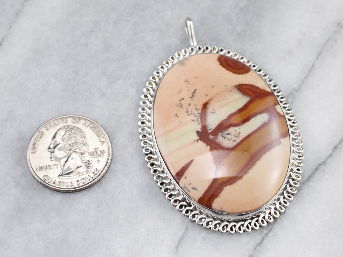 Large Sterling Silver Jasper Pendant