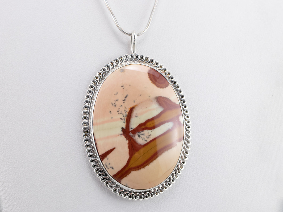 Large Sterling Silver Jasper Pendant