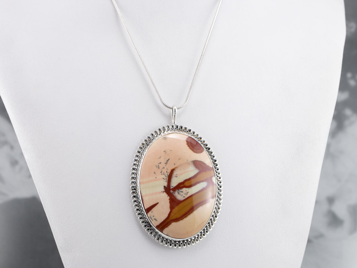 Large Sterling Silver Jasper Pendant