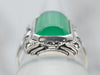 Sterling Silver Green Onyx and Marcasite Art Deco Ring