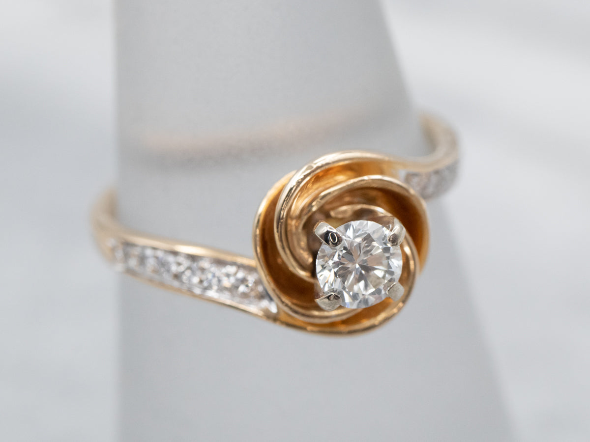 Golden Spiral Diamond Engagement Ring