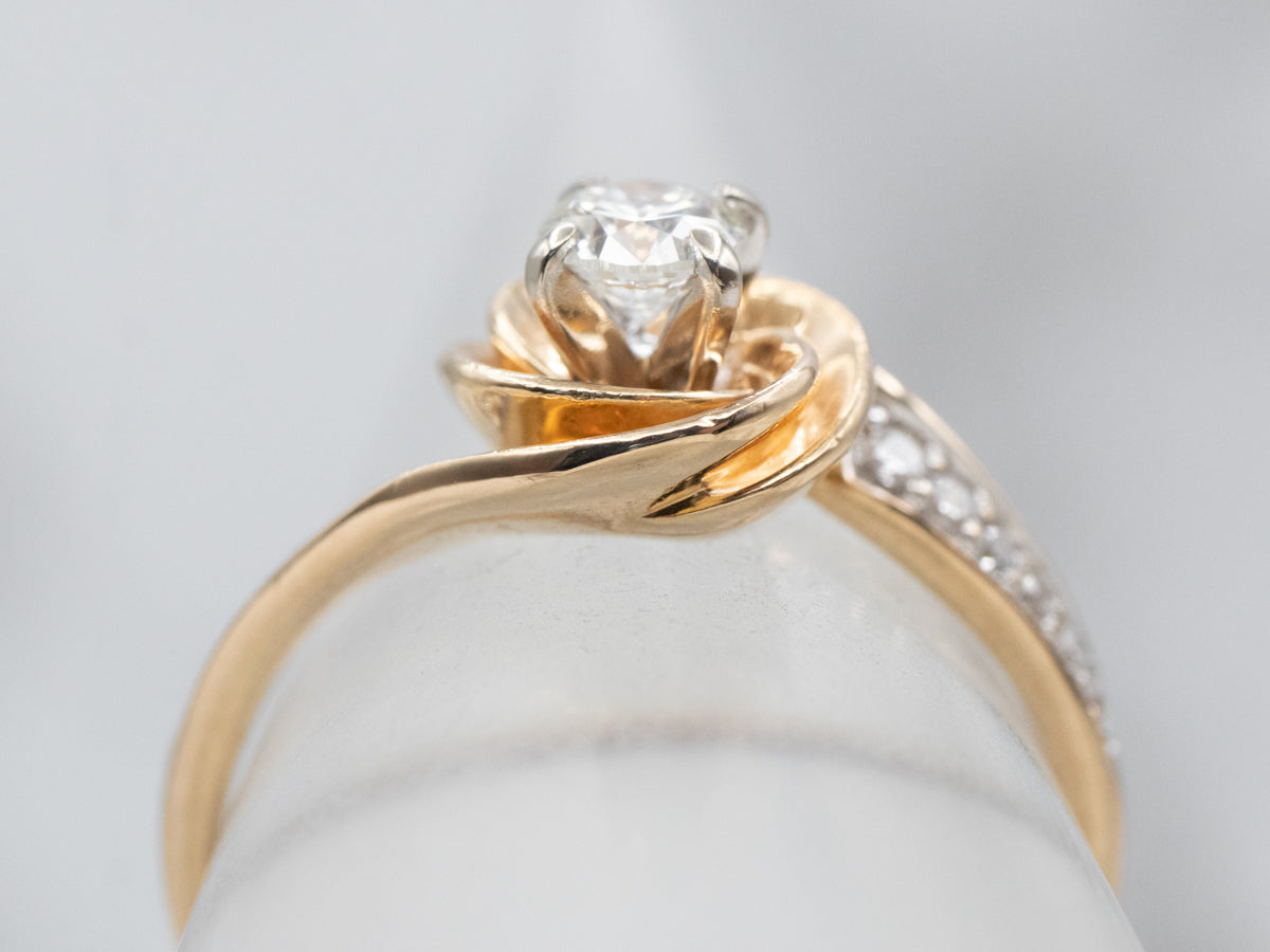 Golden Spiral Diamond Engagement Ring