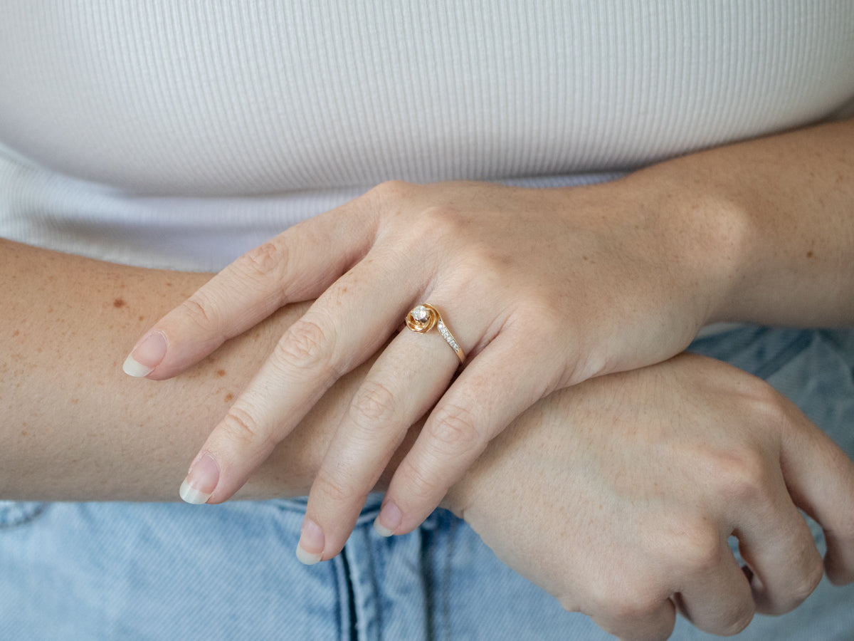 Golden Spiral Diamond Engagement Ring