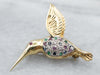 Fine Gemstone and Gold Hummingbird Brooch