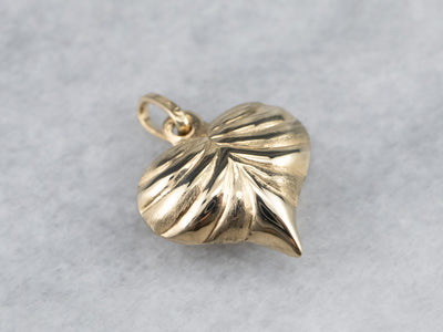 Gold Puffy Heart Charm Pendant