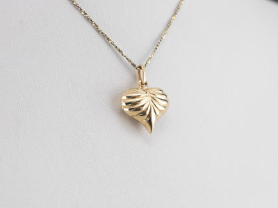 Gold Puffy Heart Charm Pendant
