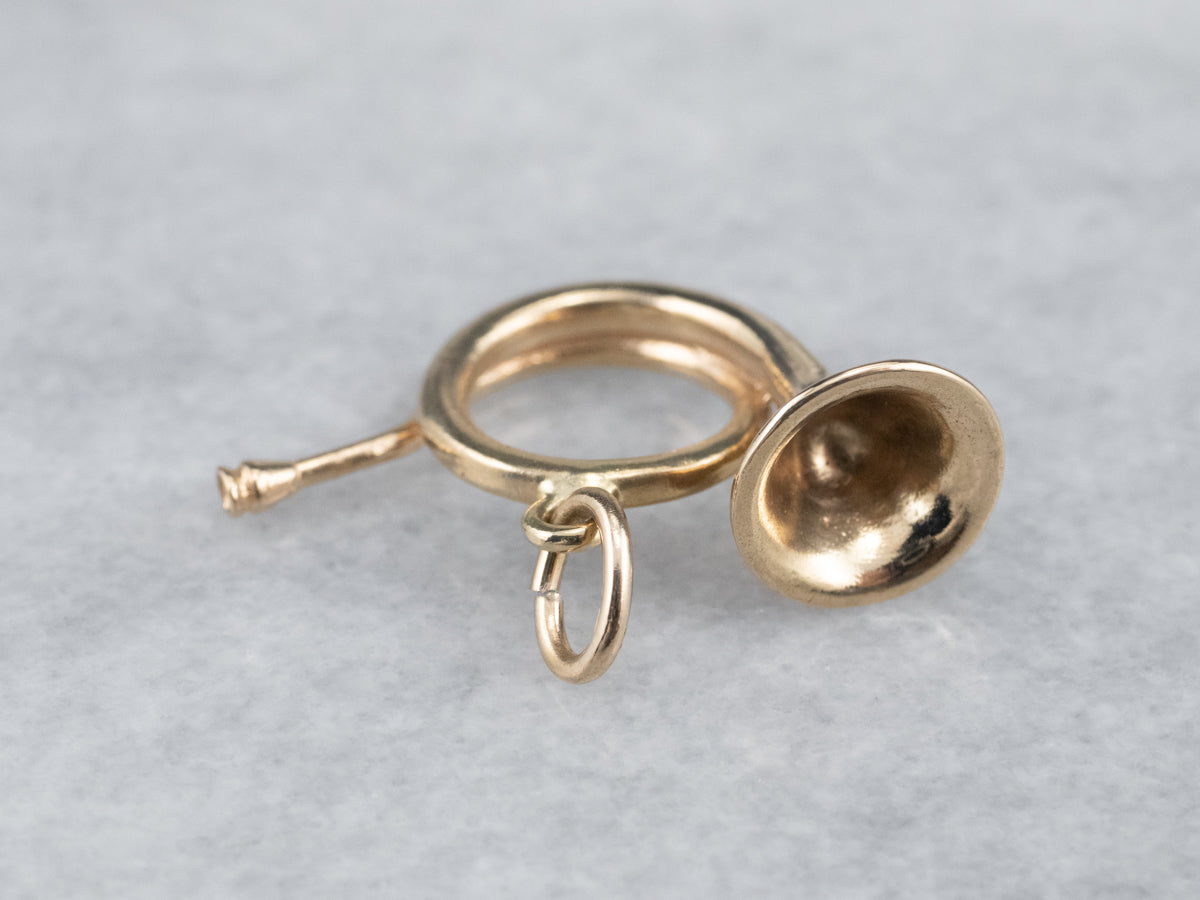 Vintage Gold French Horn Charm Pendant