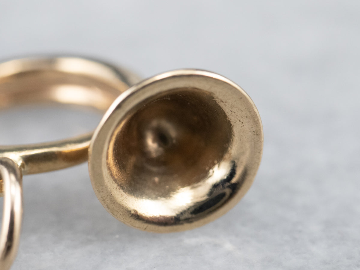 Vintage Gold French Horn Charm Pendant