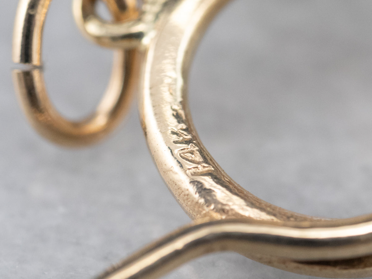 Vintage Gold French Horn Charm Pendant