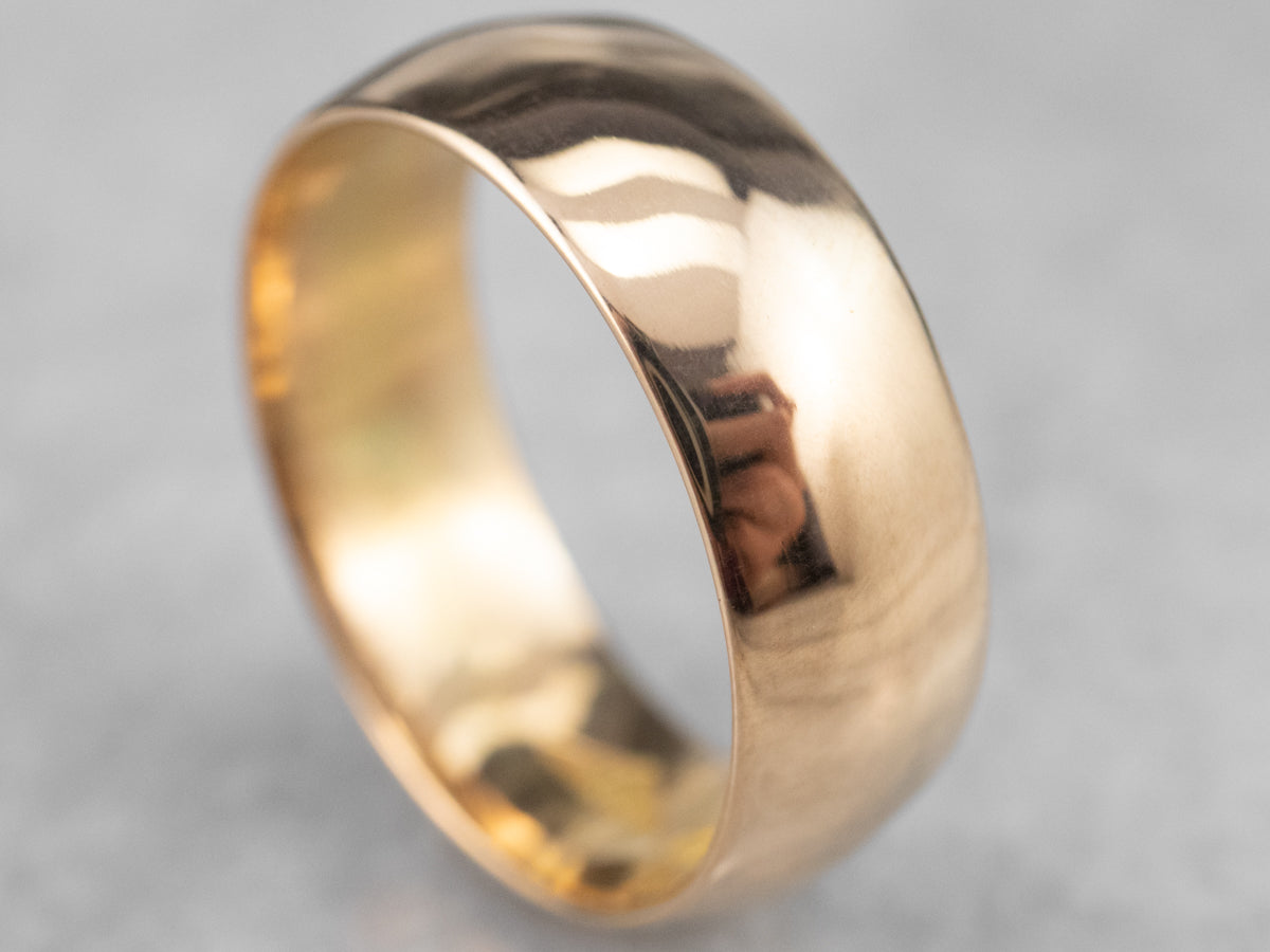 Unisex 18K Gold Plain Wedding Band