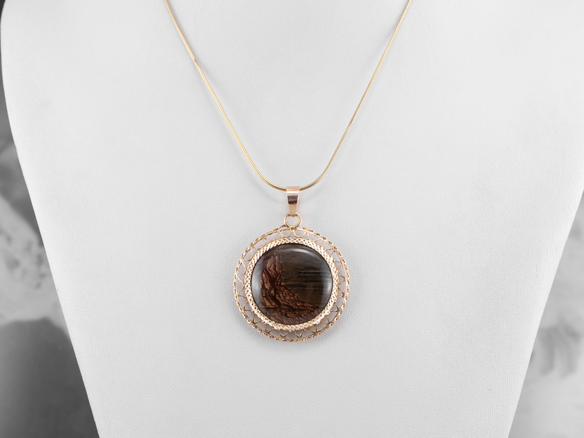 Colgante de ágata de filigrana de oro