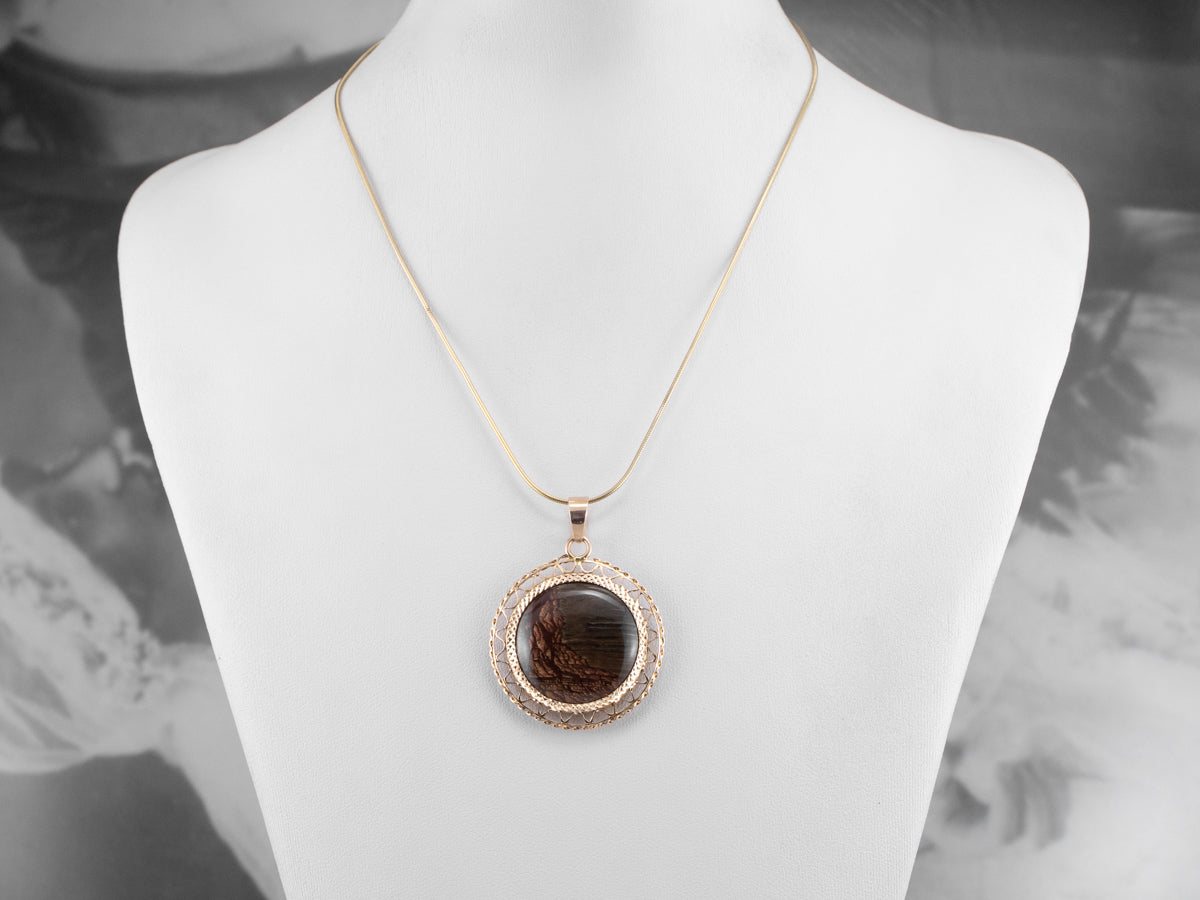 Colgante de ágata de filigrana de oro