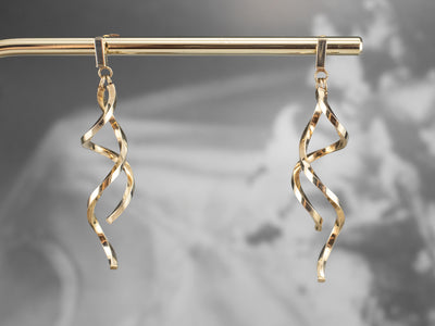 Twisting Polished Gold Drop Earrings