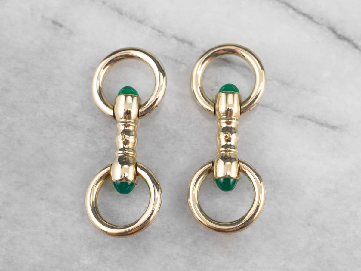 Vintage Green Onyx Cufflinks in Yellow Gold