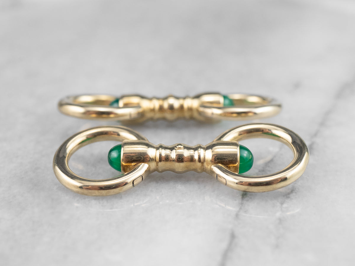 Vintage Green Onyx Cufflinks in Yellow Gold