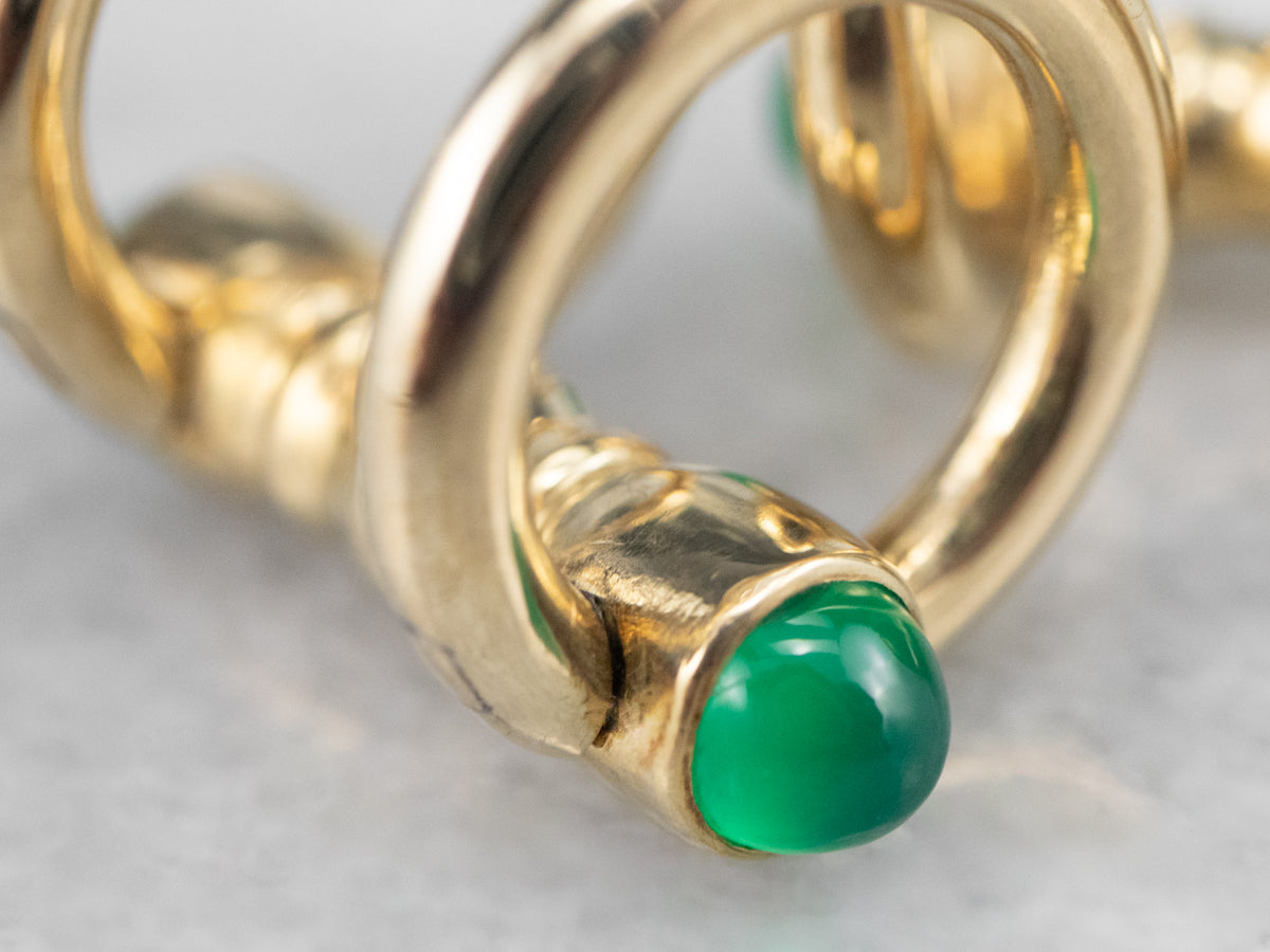 Vintage Green Onyx Cufflinks in Yellow Gold