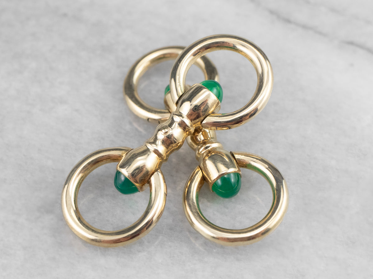 Vintage Green Onyx Cufflinks in Yellow Gold