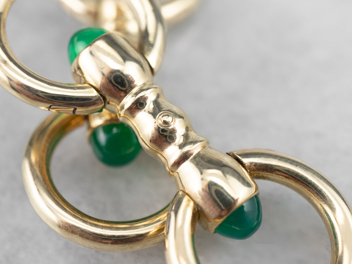 Vintage Green Onyx Cufflinks in Yellow Gold
