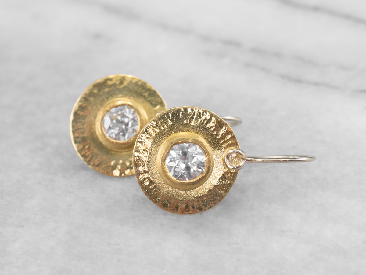 22K Gold White Zircon Drop Earrings