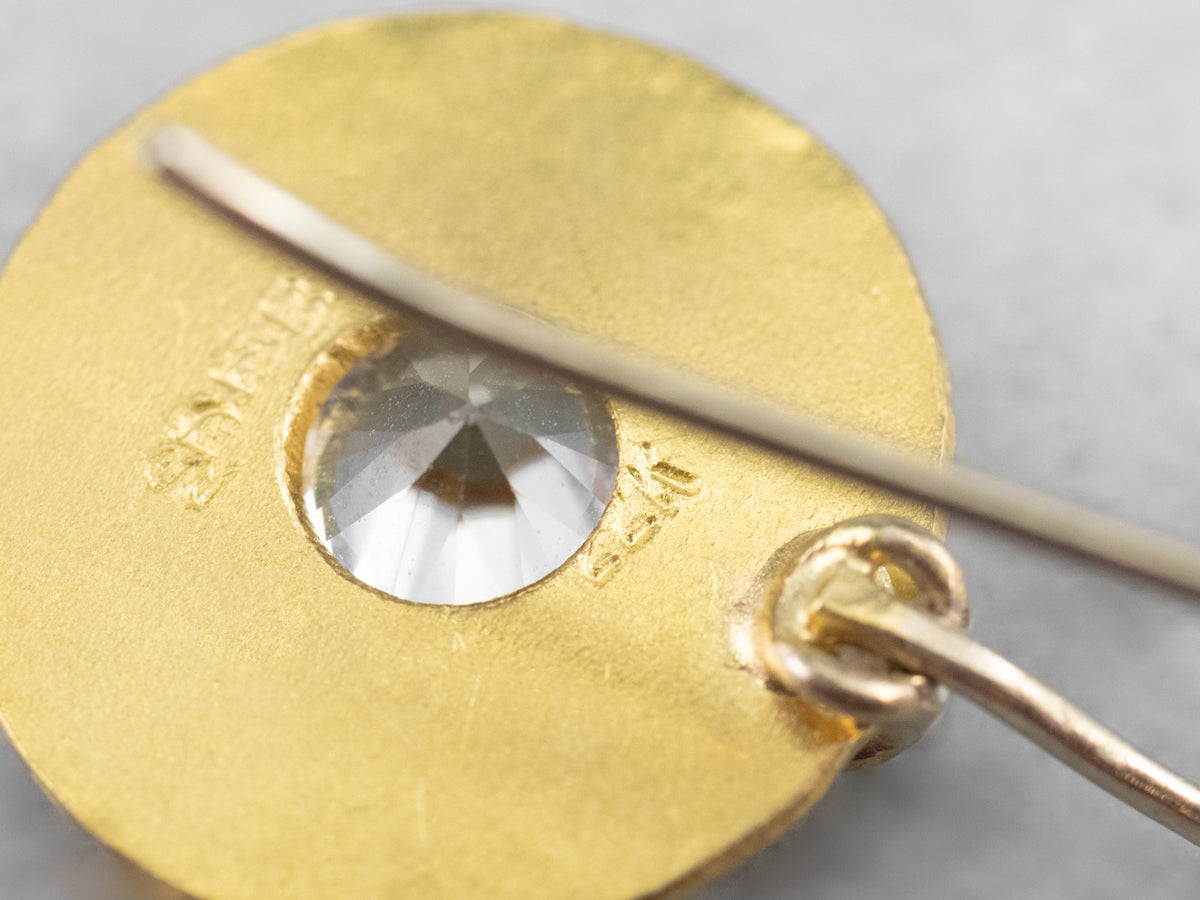 22K Gold White Zircon Drop Earrings