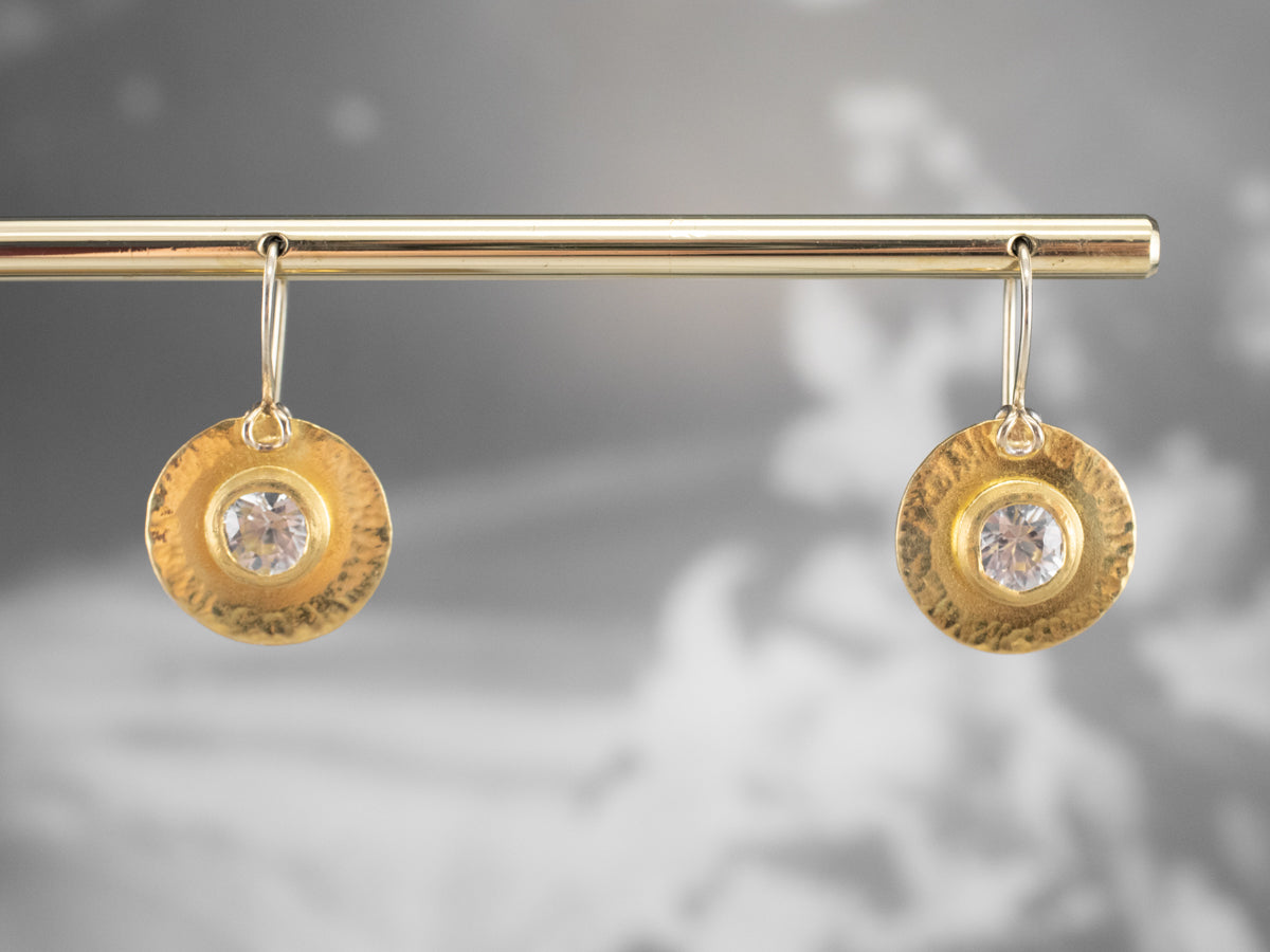 22K Gold White Zircon Drop Earrings