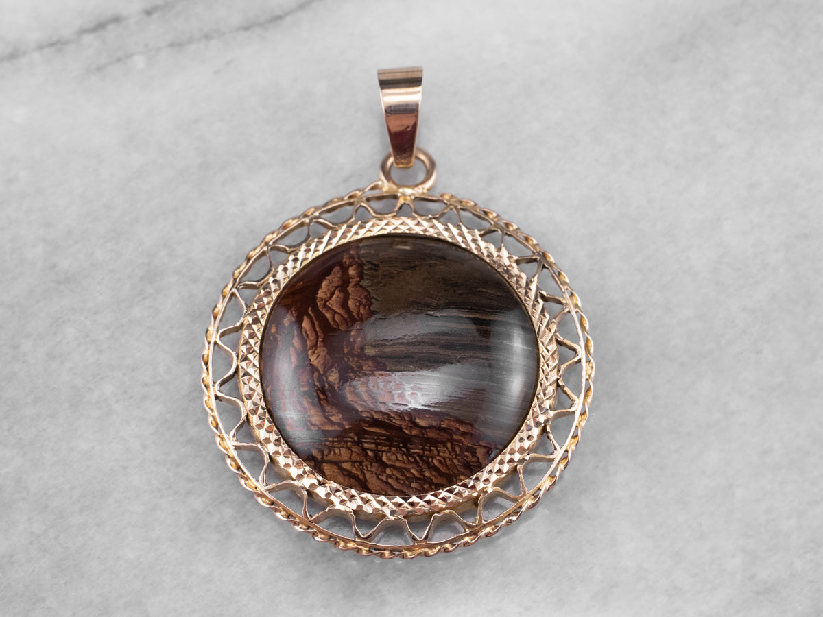 Gold Filigree Agate Pendant