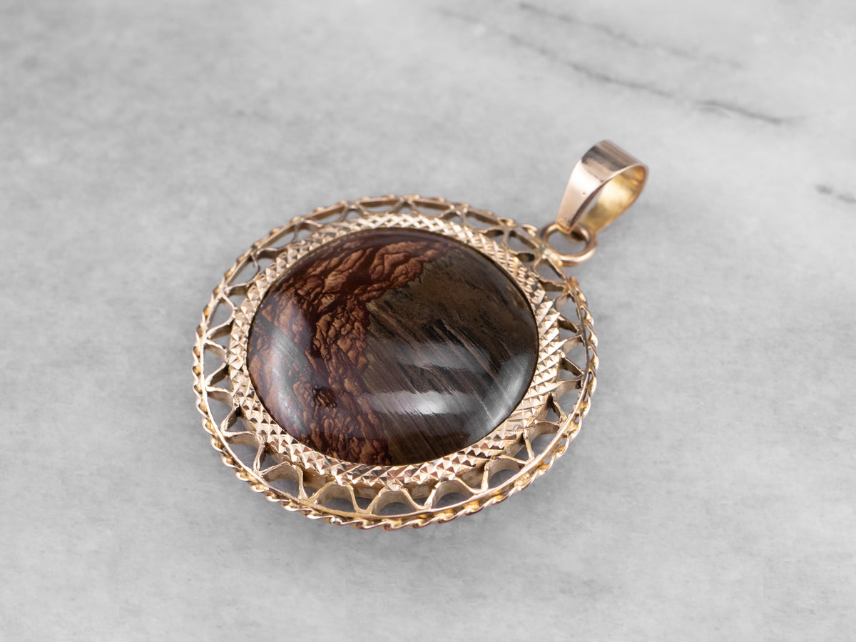 Colgante de ágata de filigrana de oro