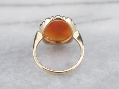 Vintage Gold Cameo Cocktail Ring