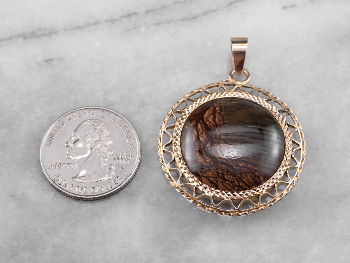 Colgante de ágata de filigrana de oro