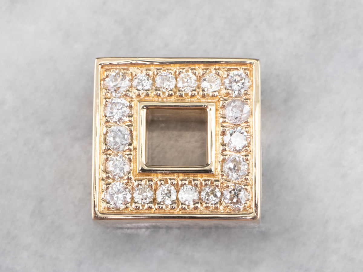 Gold Geometric Diamond Halo Pendant