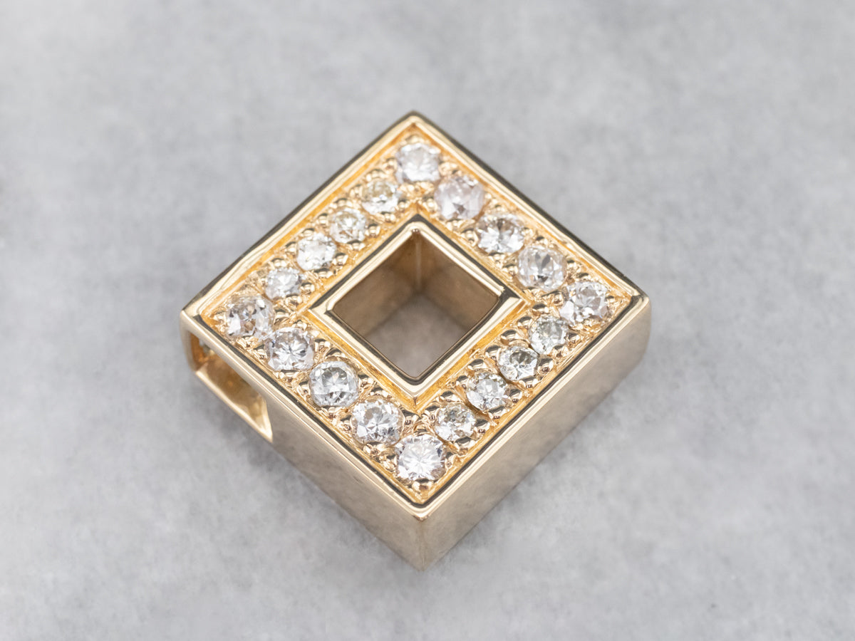 Gold Geometric Diamond Halo Pendant