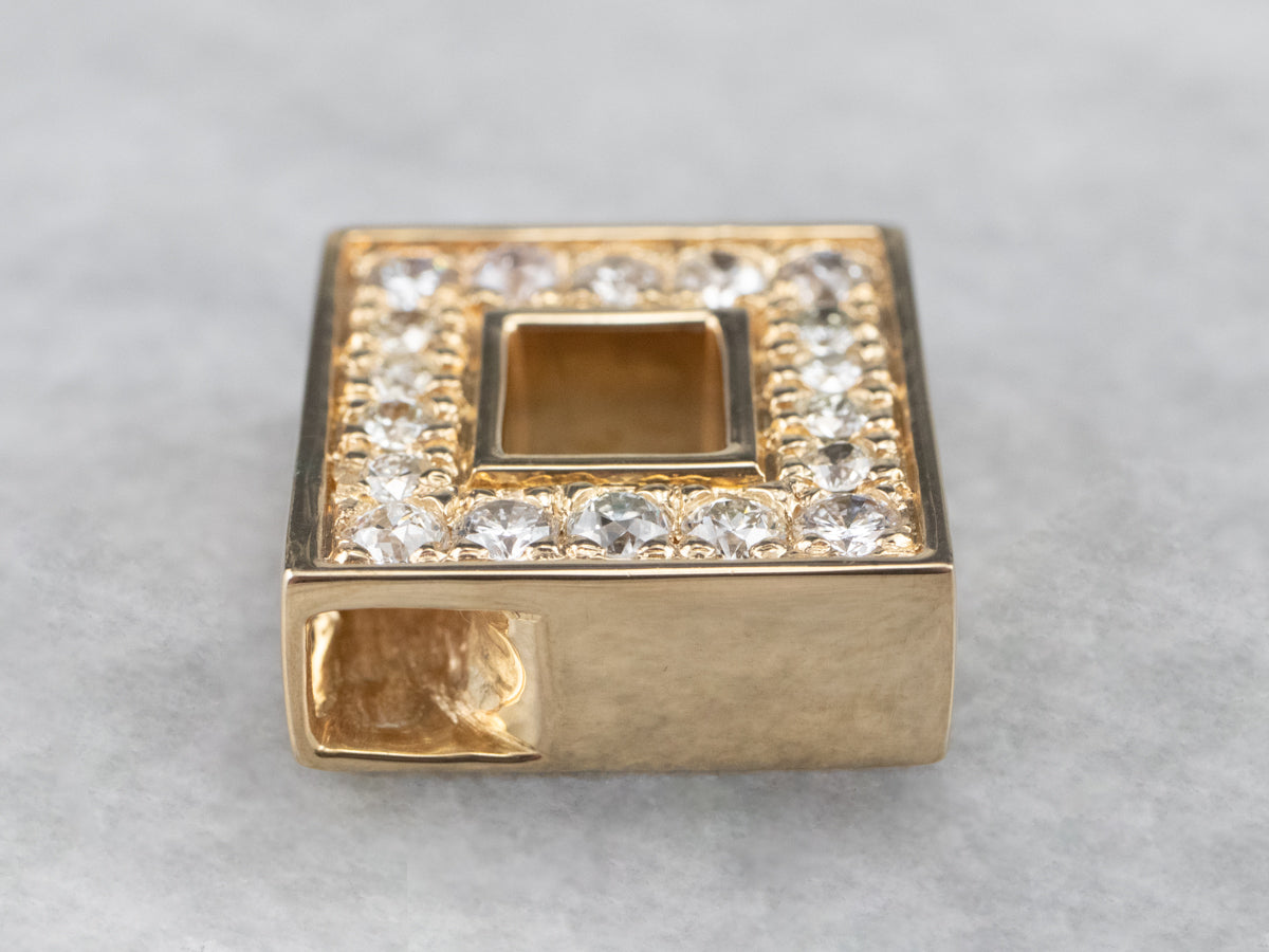 Gold Geometric Diamond Halo Pendant