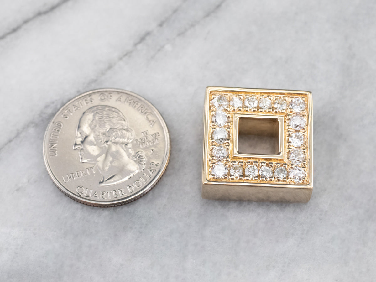 Gold Geometric Diamond Halo Pendant