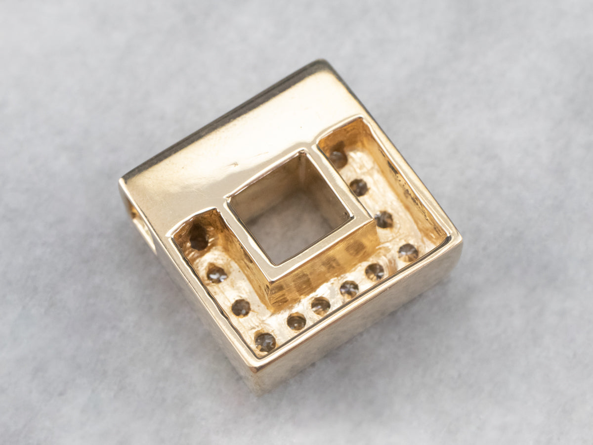 Gold Geometric Diamond Halo Pendant