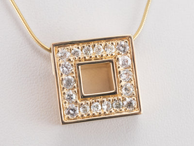 Gold Geometric Diamond Halo Pendant