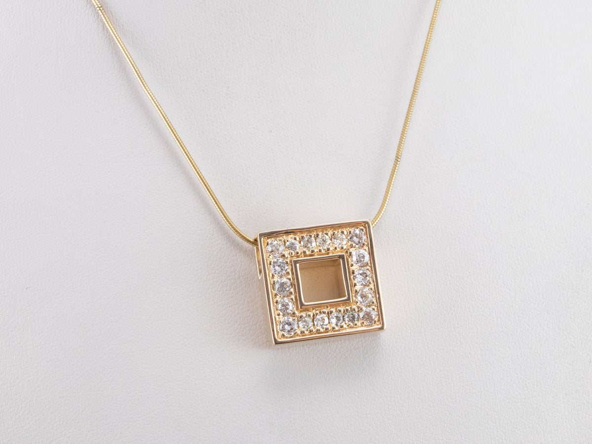 Gold Geometric Diamond Halo Pendant