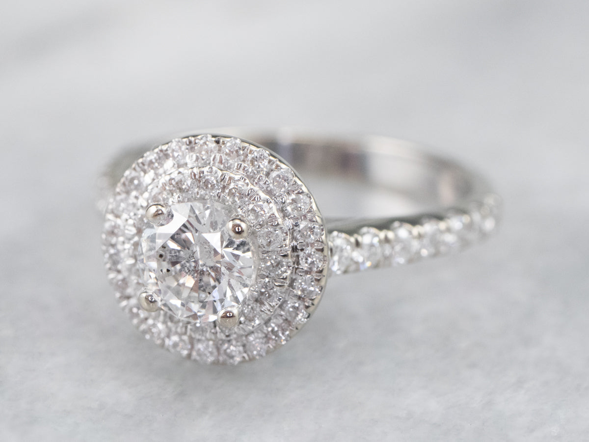 Modern Diamond Double Halo Engagement Ring