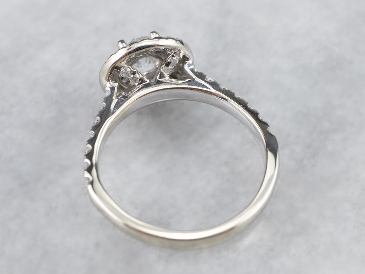 Modern Diamond Double Halo Engagement Ring