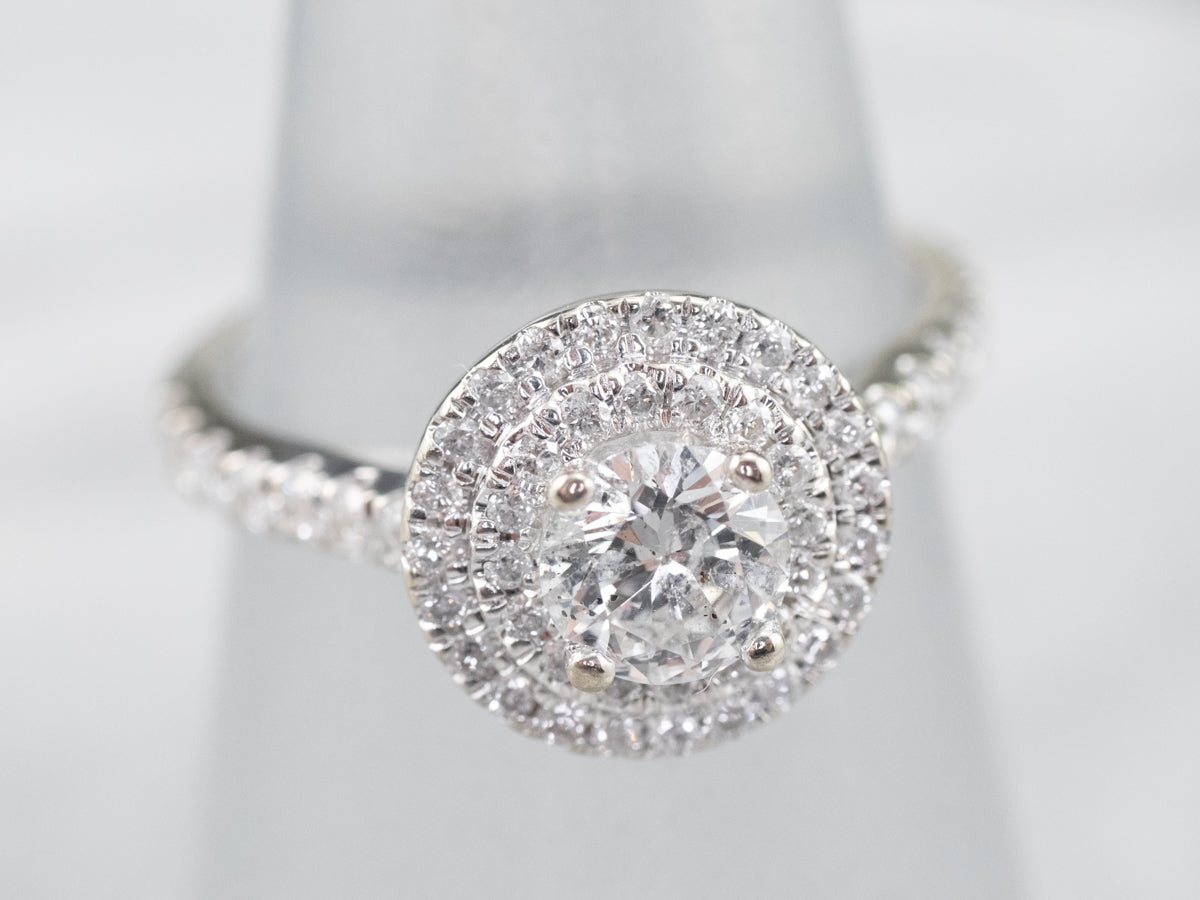 Modern Diamond Double Halo Engagement Ring