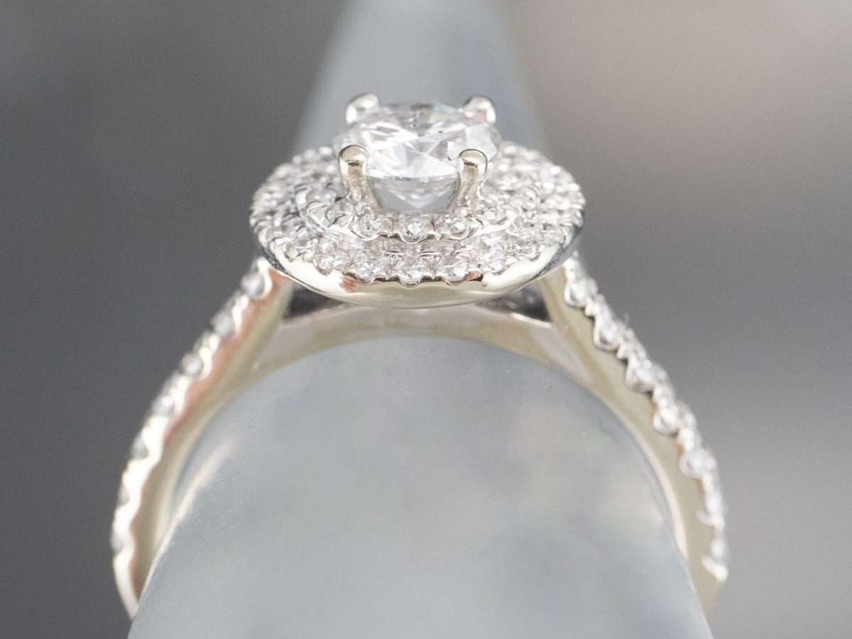 Modern Diamond Double Halo Engagement Ring