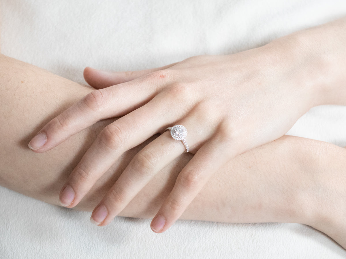 Modern Diamond Double Halo Engagement Ring