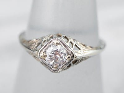 Art Deco Diamond Solitaire Engagement Ring