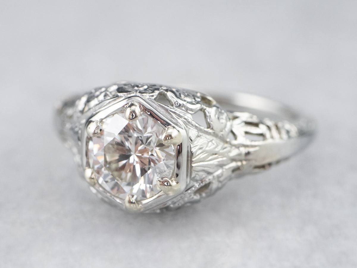 Stunning Art Deco Diamond Solitaire Engagement Ring