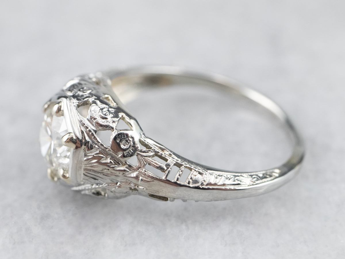 Stunning Art Deco Diamond Solitaire Engagement Ring