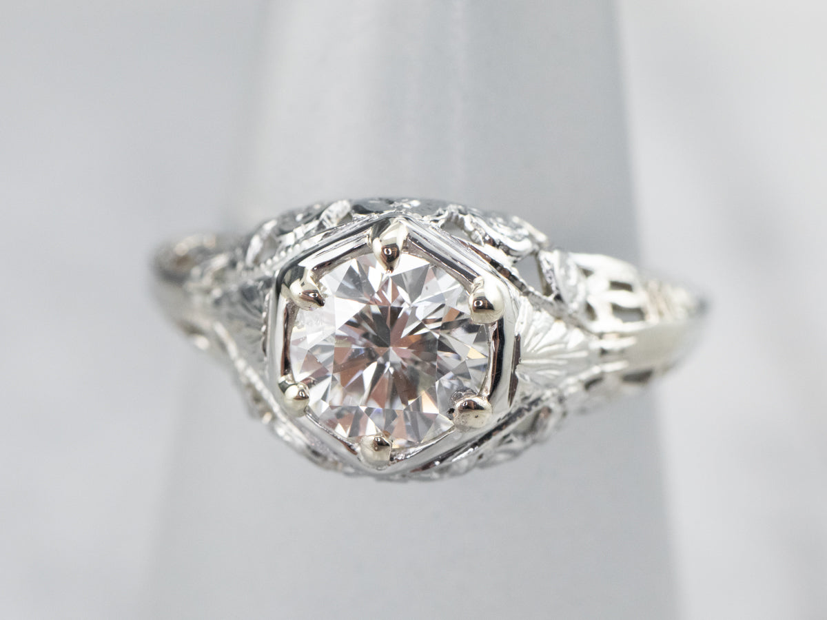 Stunning Art Deco Diamond Solitaire Engagement Ring