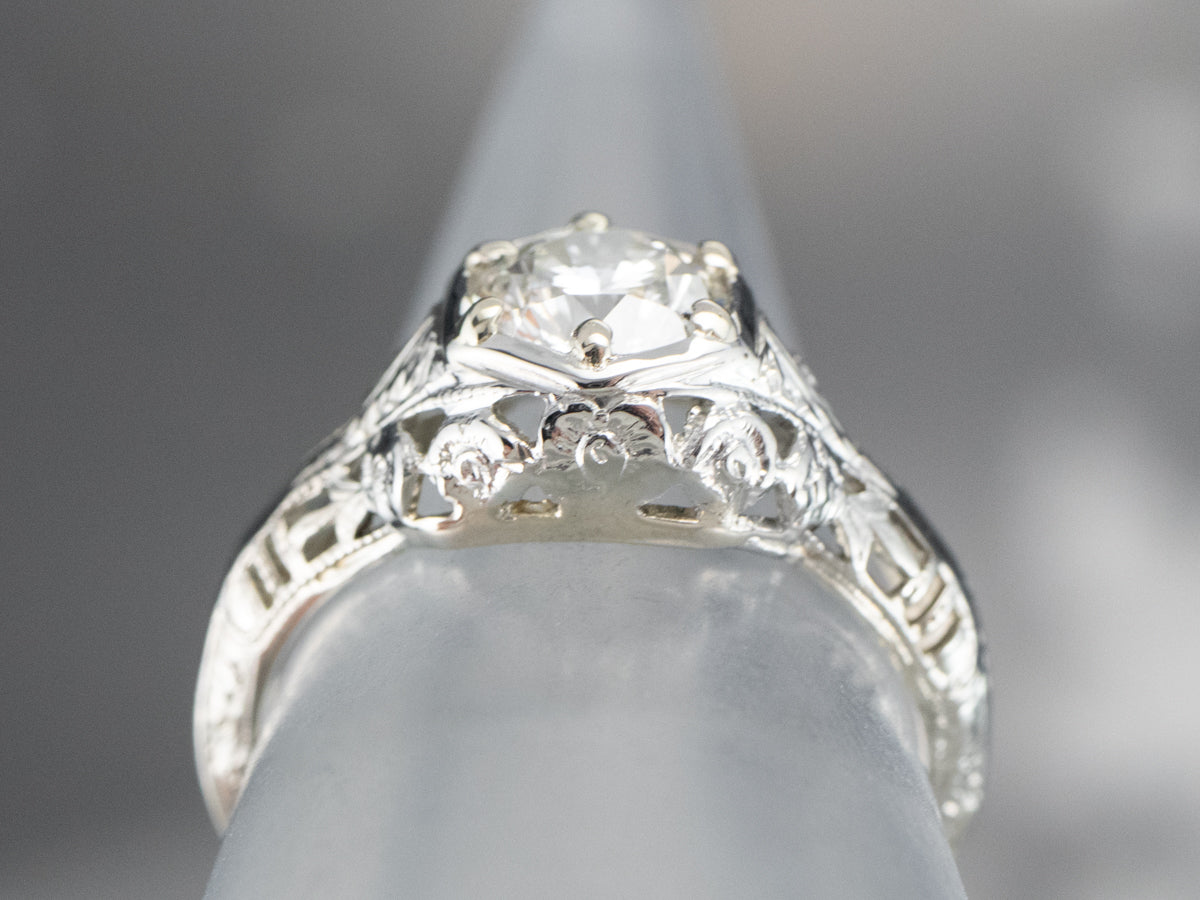 Stunning Art Deco Diamond Solitaire Engagement Ring